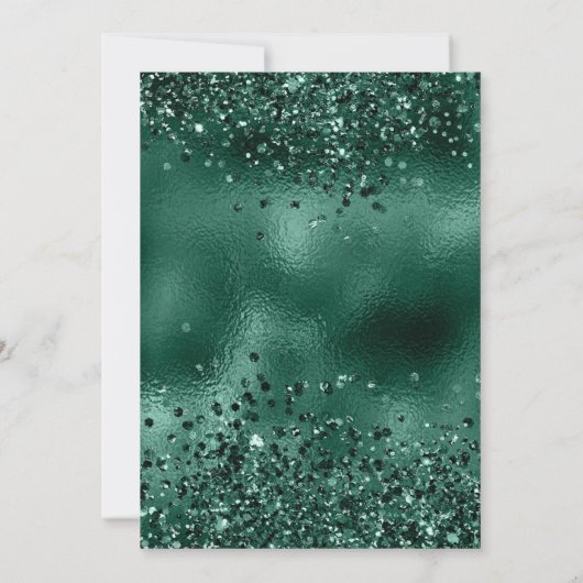 Smaragdgroene jurk Butterfly Gold Quinceanera Kaart (Achterkant)