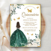 Smaragdgroene jurk Butterfly Gold Quinceanera Kaart