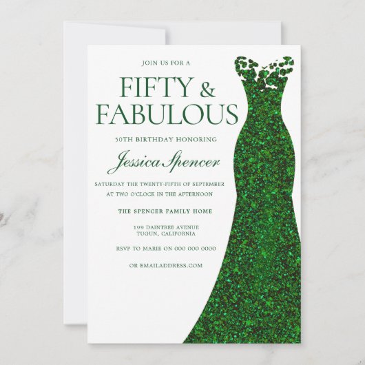 Smaragdgroene jurk vijftig en fantastische 50e ver kaart (Voorkant)