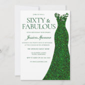 Smaragdgroene jurk zestig en fantastische 60e verj kaart (Voorkant)
