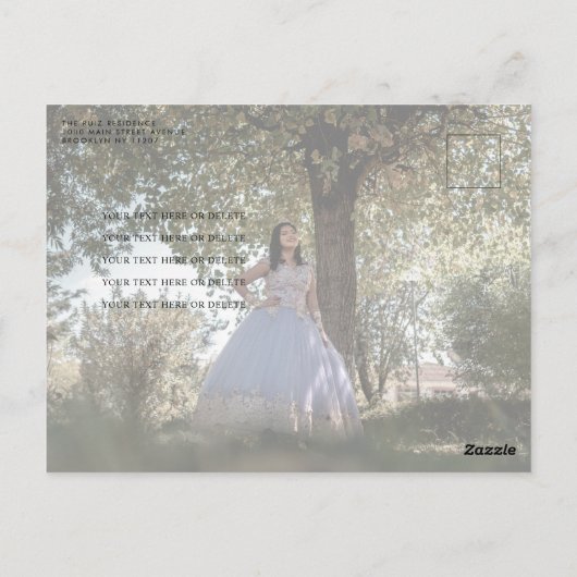 Smaragdgroene jurk zilveren foto quinceanera briefkaart (Achterkant)