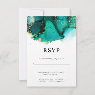 Smaragdgroene Juweeltoon Trouw-RSVP RSVP Kaartje