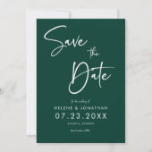 Smaragdgroene kalligrafie minimale bruiloft save the date (Voorkant)