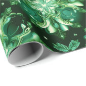 Smaragdgroene Keltische Ierse sneeuwvlokken Cadeaupapier (Rol Hoek)
