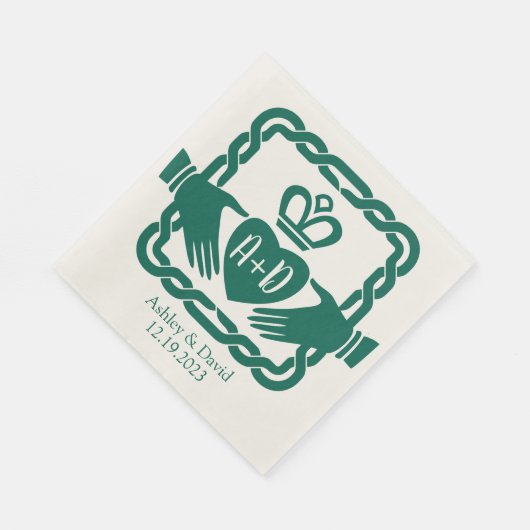 Smaragdgroene Keltische knoop Claddagh bruiloft Servet (Hoek)