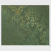 Smaragdgroene Kerst decoratie damast Cadeaupapier (Vlak)