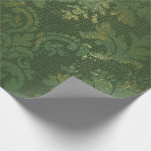 Smaragdgroene Kerst decoratie damast Cadeaupapier (Hoek)