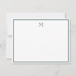 Smaragdgroene Klassieke Vintage Initiële Letter Notitiekaartje