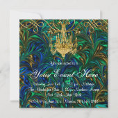 Smaragdgroene Koningsblauwe Gouden Kroonluchter Fe Kaart (Achterkant)