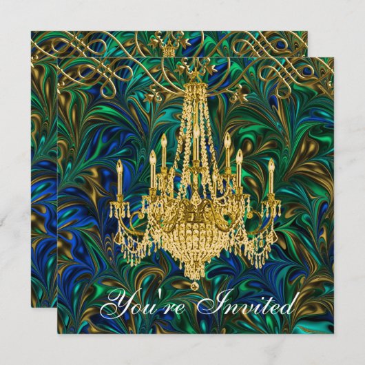 Smaragdgroene koningsblauwe gouden kroonluchterfee kaart (Voorkant / Achterkant)