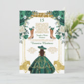 Smaragdgroene laarzen Spaans Goud 15 Años Verjaard Kaart (Staand voorkant)