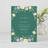 Smaragdgroene Lavendel Wilde Bloemen Bruiloft Kaart (Staand voorkant)