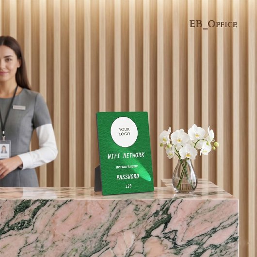 Smaragdgroene leren aangepaste bedrijfslogo Wifi Fotoplaat