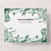  smaragdgroene lijn voor bloemen bruiloft all in one uitnodiging (Achterkant)