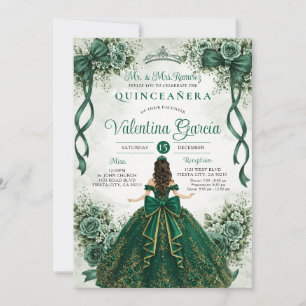 Smaragdgroene lintboog Quinceañera-verjaardag Kaart