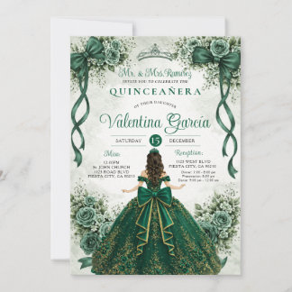 Smaragdgroene lintboog Quinceañera-verjaardag Kaart