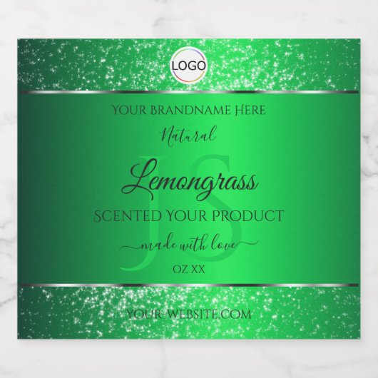 Smaragdgroene logo-initialen glitterproductlabels likeurfles etiket (Enkel label)