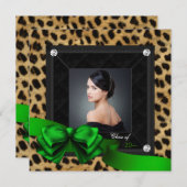 Smaragdgroene Luipaard Foto Afstuderen Aankondiging (Voorkant / Achterkant)