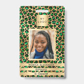 Smaragdgroene luipaard foto zakelijk badge (Voorzijde)