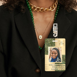 Smaragdgroene luipaard foto zakelijke corporate badge