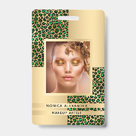 Smaragdgroene luipaard gouden foto schoonheid badge