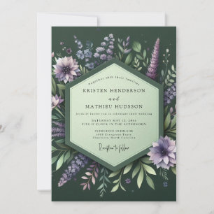 Smaragdgroene Lupine Weide Bruiloft Kaart