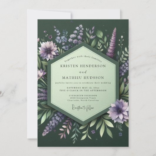 Smaragdgroene Lupine Weide Bruiloft Kaart (Voorkant)