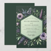 Smaragdgroene Lupine Weide Bruiloft Kaart (Voorkant / Achterkant)
