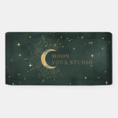 Smaragdgroene maan sterren Midnight Blue Banner (Horizontaal)
