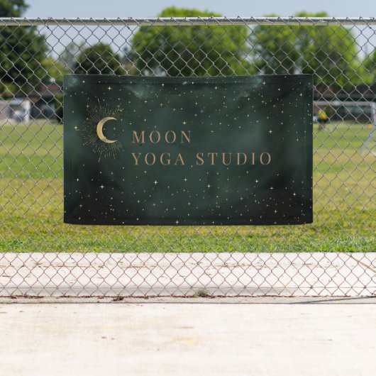 Smaragdgroene maan sterren Midnight Blue Banner (Insitu)