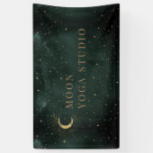 Smaragdgroene maan sterren Midnight Blue Banner (Verticaal)