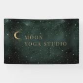 Smaragdgroene maan sterren Midnight Blue Banner (Horizontaal)