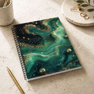 Smaragdgroene malachiet gouden glitters designer notitieboek