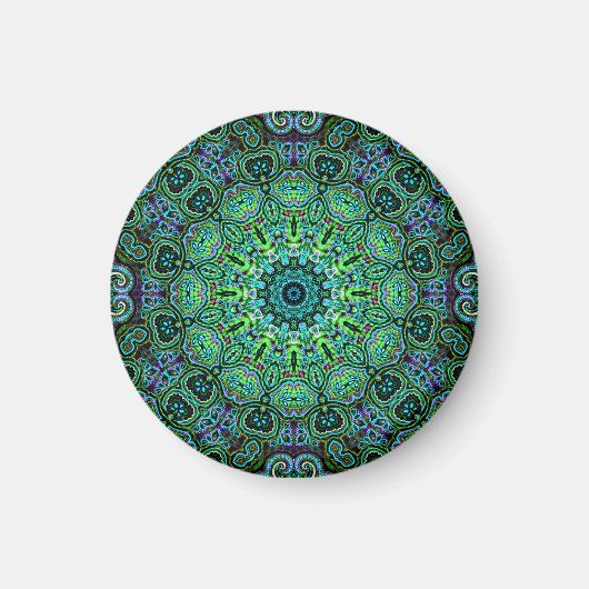 Smaragdgroene mandala-ontwerp magneet (Voorkant)