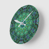 Smaragdgroene mandala-ontwerp ronde klok (Hoek)