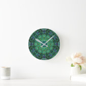 Smaragdgroene mandala-ontwerp ronde klok (Huis)