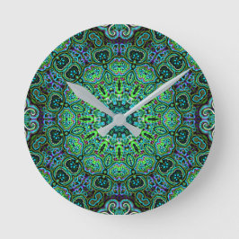 Smaragdgroene mandala-ontwerp ronde klok