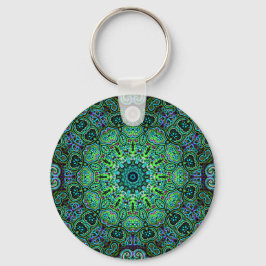 Smaragdgroene mandala-ontwerp sleutelhanger