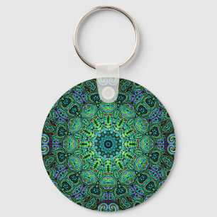 Smaragdgroene mandala-ontwerp sleutelhanger