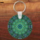 Smaragdgroene mandala-ontwerp sleutelhanger (Voorkant)