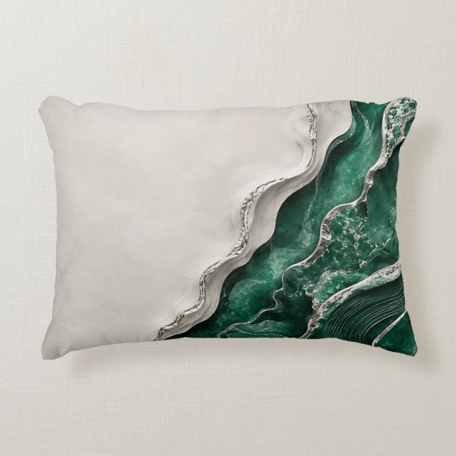 Smaragdgroene marmeren abstracte natuur decor kuns accent kussen (Voorkant)