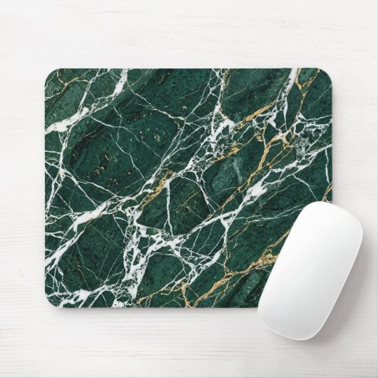 Smaragdgroene marmeren elegante goud geaderde bure muismat (Met muis)