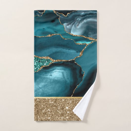 Smaragdgroene marmeren gouden glitters bad handdoek (Handdoek)