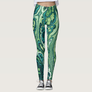 Smaragdgroene marmeren stroom leggings