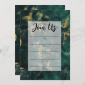 Smaragdgroene marmeren uitnodiging met invulvelden (Voorkant / Achterkant)
