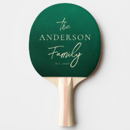 Smaragdgroene met de hand geschreven familienaam tafeltennisbatje