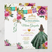 Smaragdgroene Mexicaanse Quinceañera 16e vlinder Kaart (Voorkant / Achterkant)