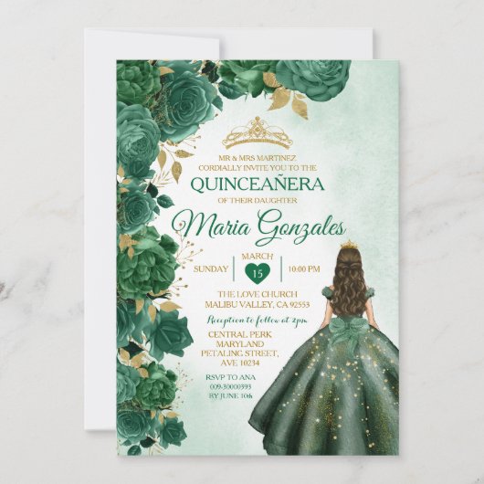Smaragdgroene Mexicaanse Quinceañera 16e vlinder Kaart (Voorkant)