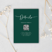 Smaragdgroene minimale QR-code kalligrafie bruilof Informatiekaartje