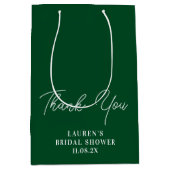 Smaragdgroene Minimalistische Bruidsbruiloft Dank  Medium Cadeauzakje (Voorkant)